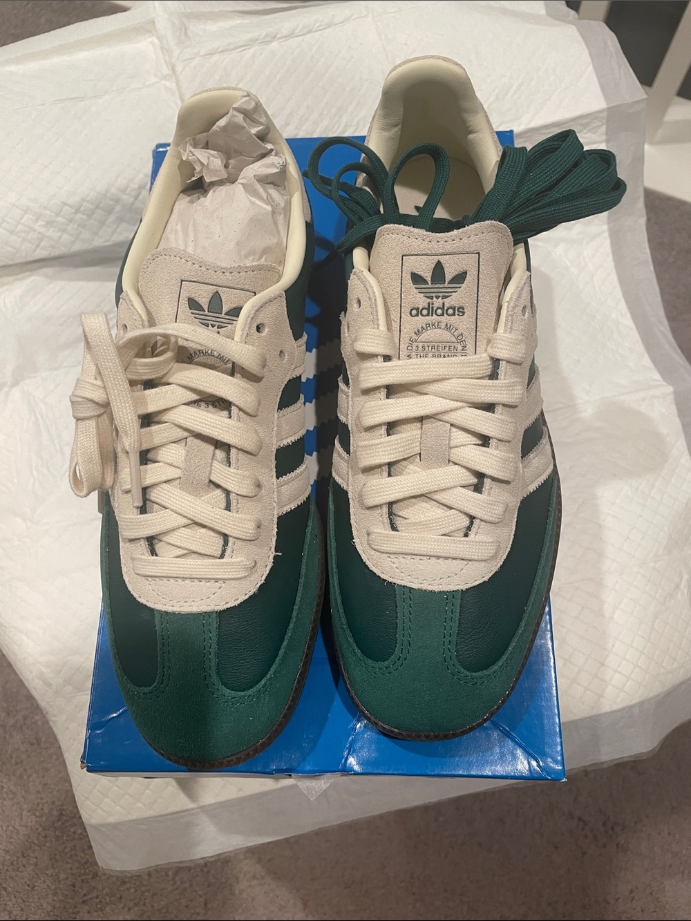 adidas Men’s Green and Cream Samba-Inspired Sneakers